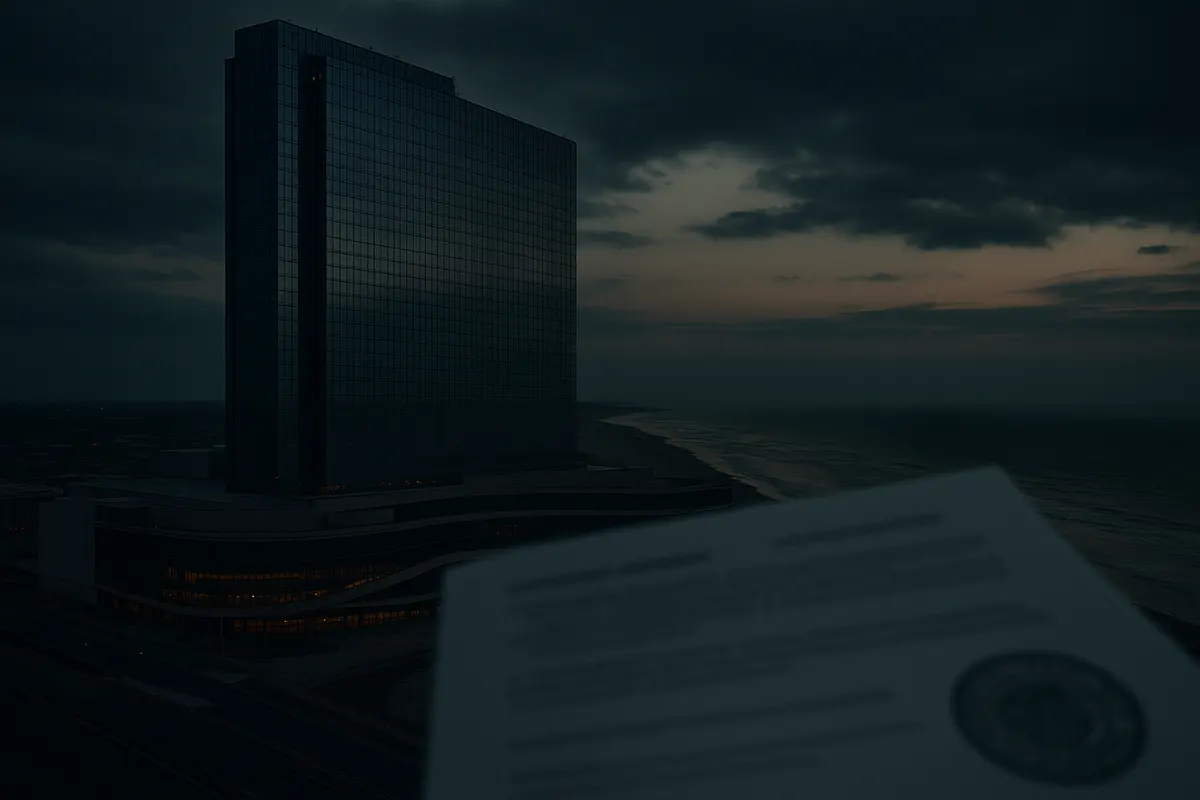 Casino resort tower at dusk illustrating a deferred casino licence suspension decision